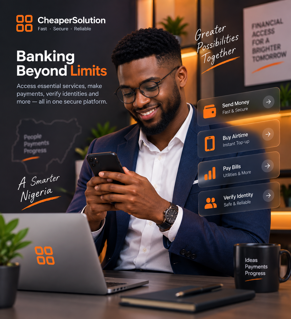 CheaperSolution: banking beyond limits — send money, buy airtime, pay bills, verify identity, all in one secure platform