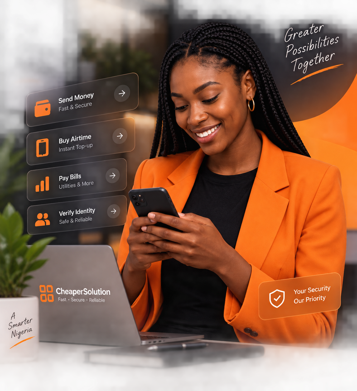 CheaperSolution: fast, secure access to send money, buy airtime, pay bills, and verify identity